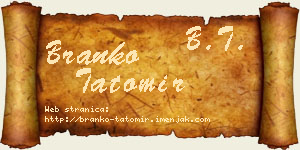 Branko Tatomir vizit kartica